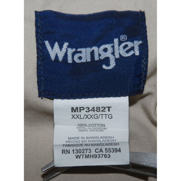 Wrangler Western Workwear Men's Shirt Size XXL Tan Brown Button Down Long Sleeve - Picture 6 of 6